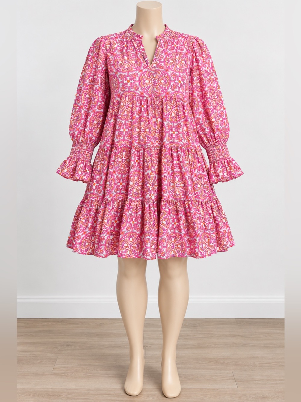 Tuckernuck Kenzo XXL Pink Orange Paisley Tiered Dress Boho Mini